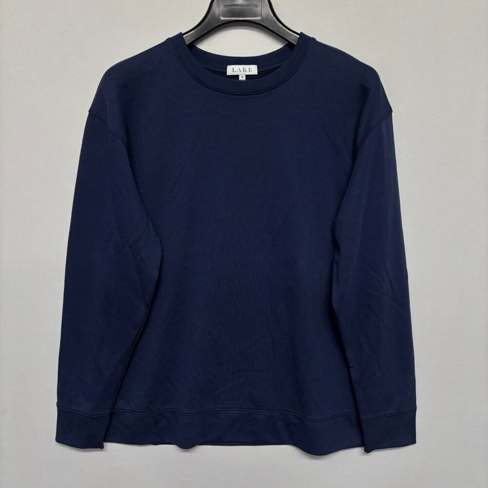 Lake Pajama Women Lounge Crew Sweatshirt Top Size Medium Blue D128 -4